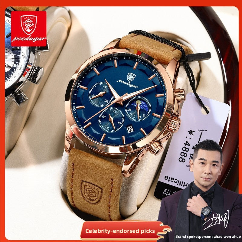 Multifunctional Waterproof Mens Chronograph Watch