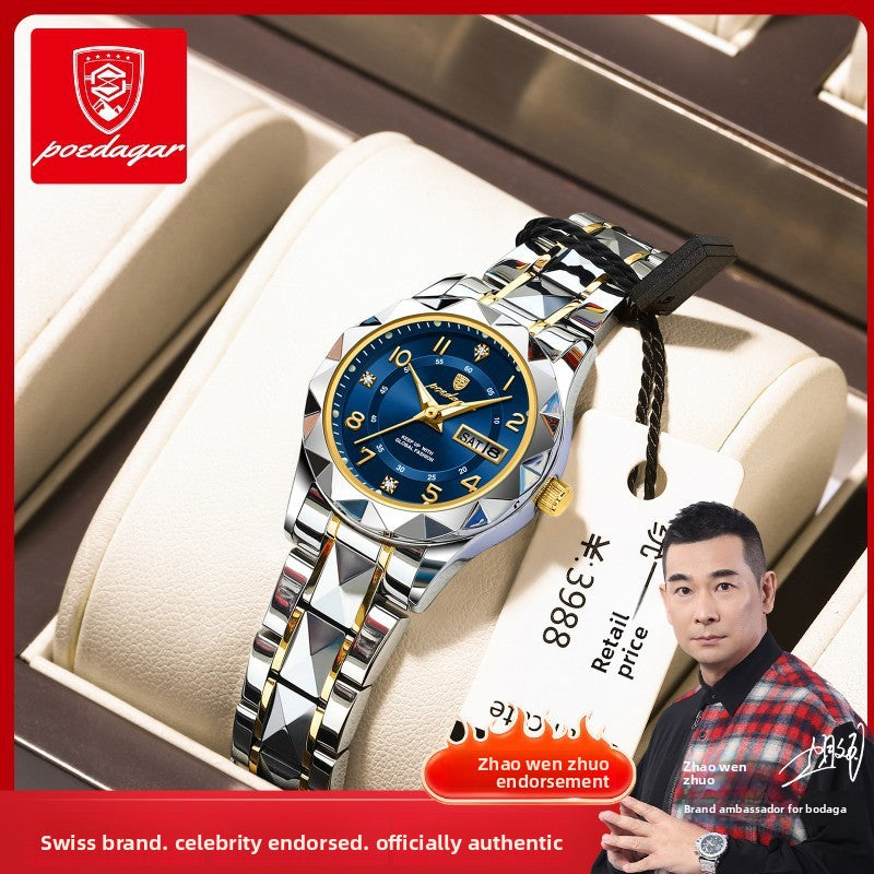 Women's Quartz Watch with Calendar and Luminous Display