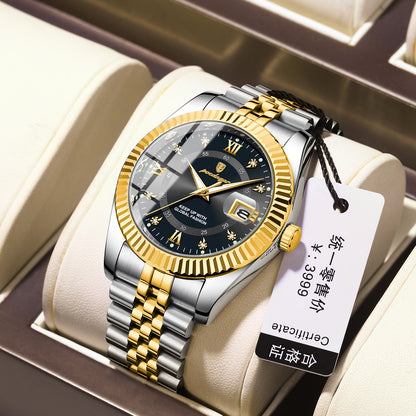 Luxury Calendar Mens Watch Stainless Steel Band