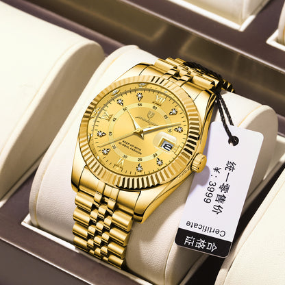 Luxury Calendar Mens Watch Stainless Steel Band