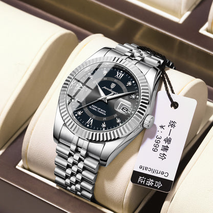 Luxury Calendar Mens Watch Stainless Steel Band